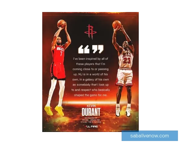 杜兰特超越乔丹升至NBA历史得分榜第五 下赛季有望超科比成现役第二